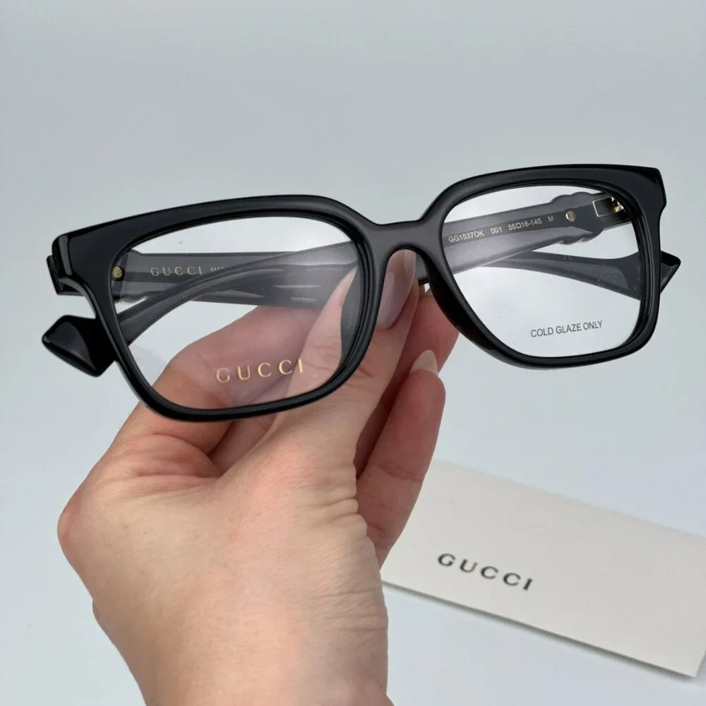 Gucci GG1537OK 001 BRAND NEW Eyeglasses Black Square Women - Picture 3 of 11